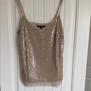 White House Black Market Sequin Tan Camisole